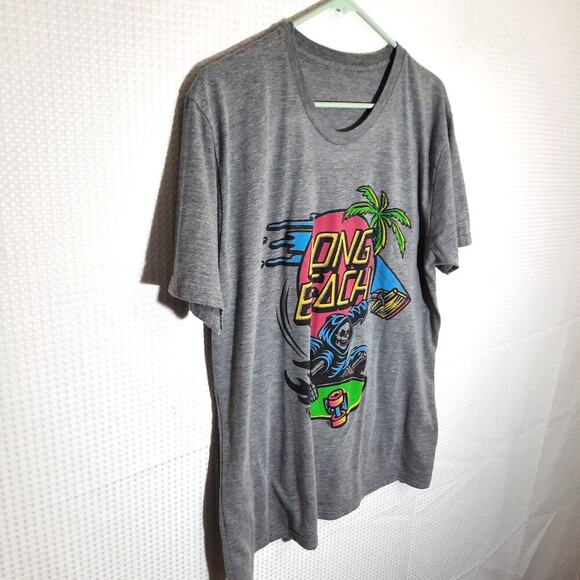 Allmade M T-Shirt Men Long Beach Grim Reaper Skate Palm Tree USA Gray Soft - Picture 3 of 6